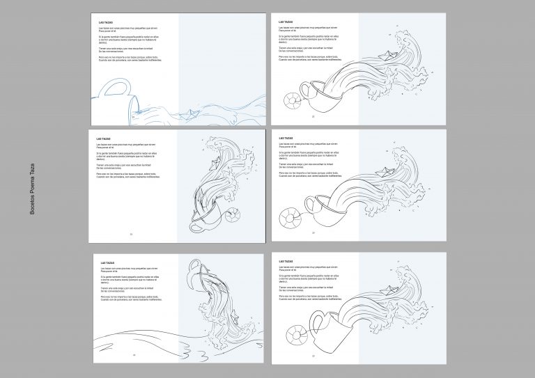 Ilustracion Poema Tazas Bocetos QUINQUEZ